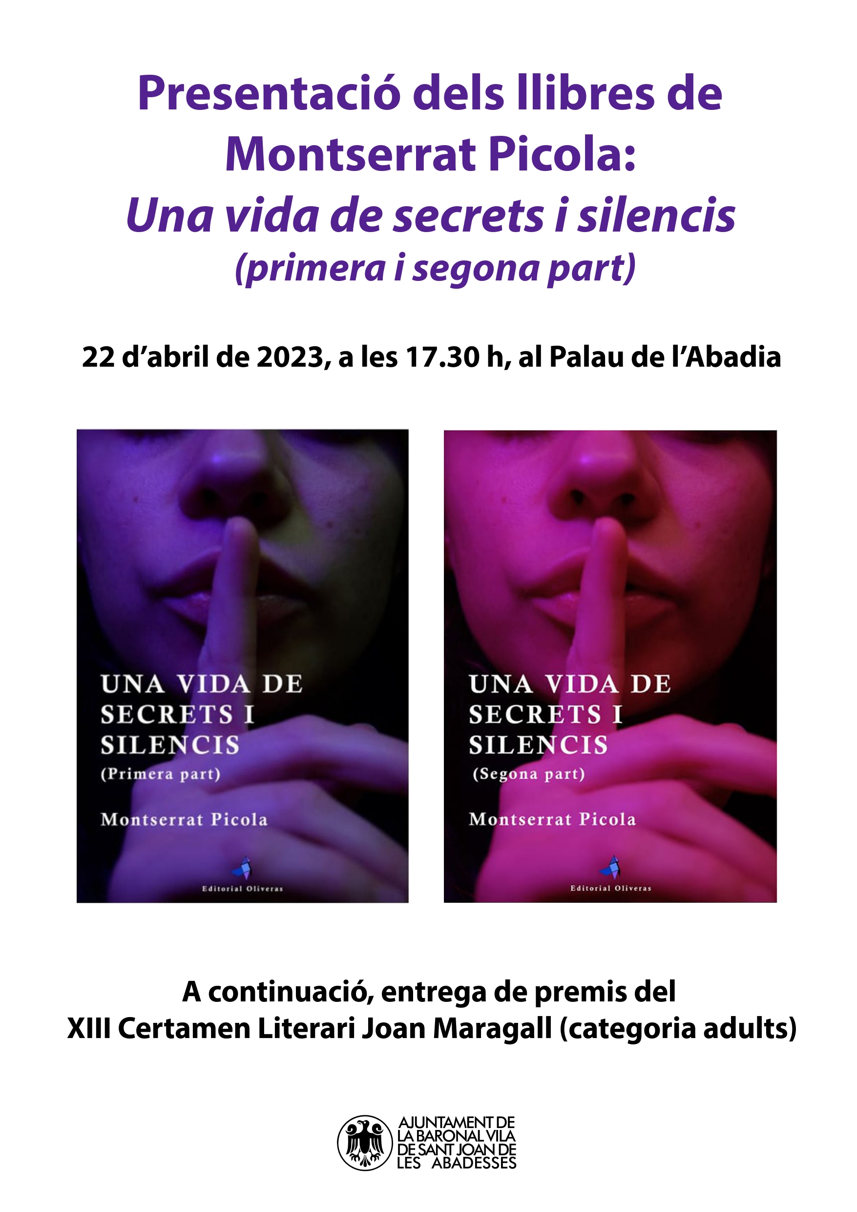 Cartell pr
 esentacio llibres Montserrat Picola
